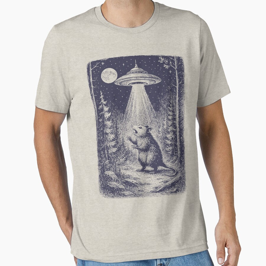 Retro UFO Possum Meme T-Shirt Vintage Style Tees Possum Graphic TShirt Funny Nineties 90s Opossum Lover Gift by Rosqzz