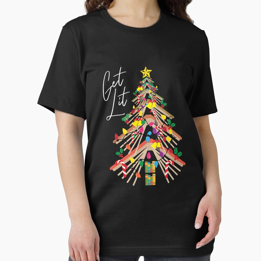 Get Lit Book Christmas Tree Bookworm Love To Read Reading Gear by DynamicDesign