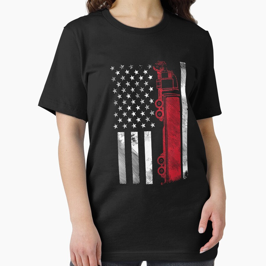 US American Flag Semi Truck Driver 18 Wheeler Trucker Gift by GardNewerd