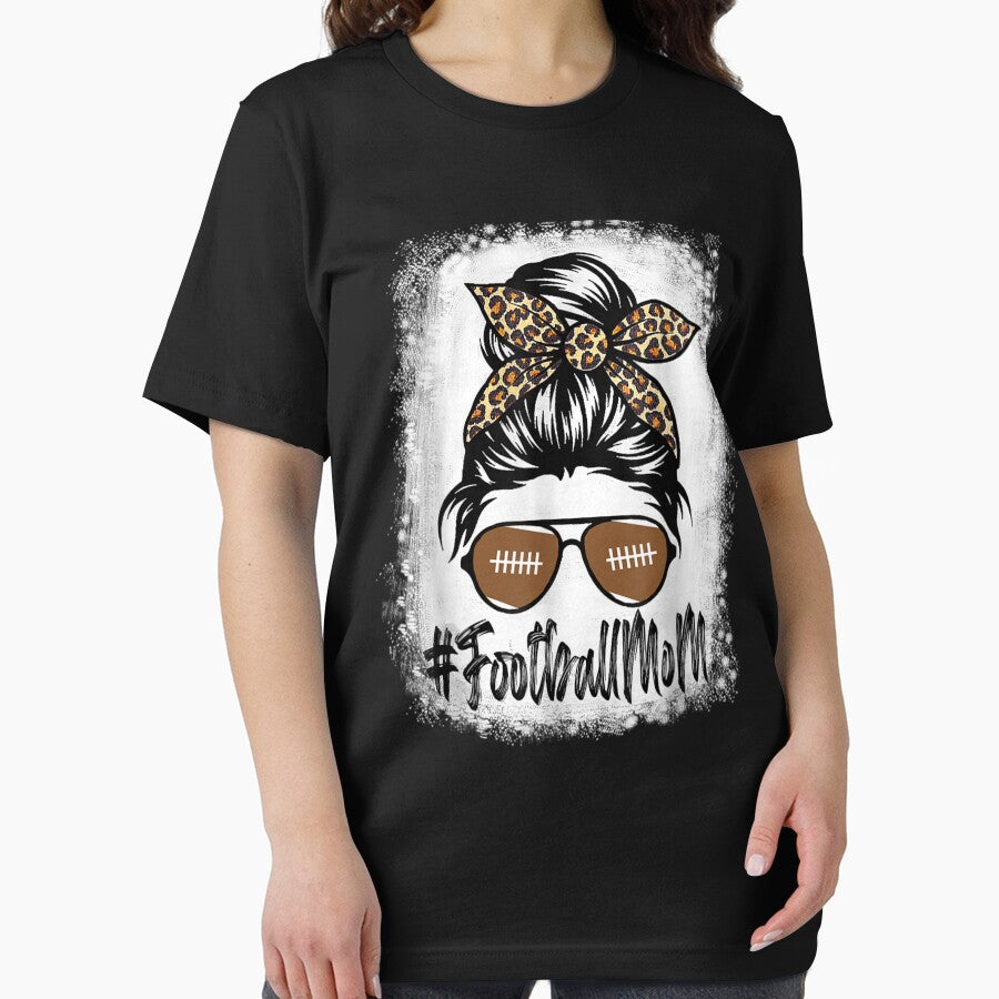 Bleached Football Mom Life With Leopard and Messy Bun Player by lydiamoranart