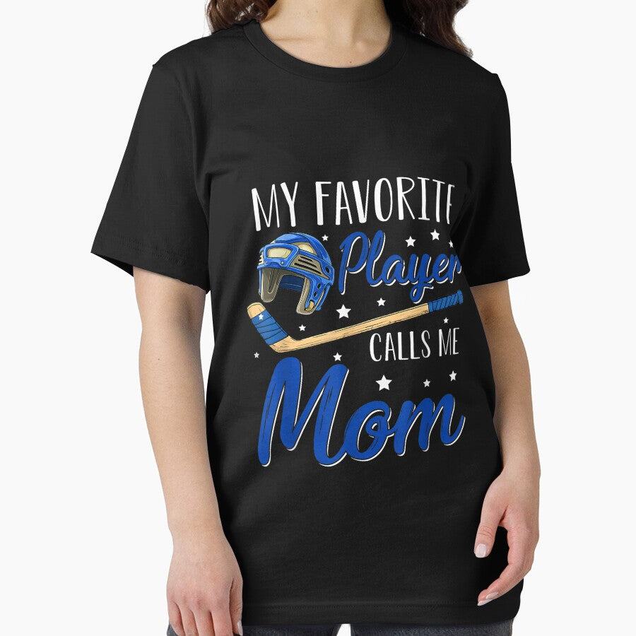 Hockey My Favorite Player Calls Me Mom Cheering Sport T-Shirt by Larcossee ⭐⭐⭐⭐⭐