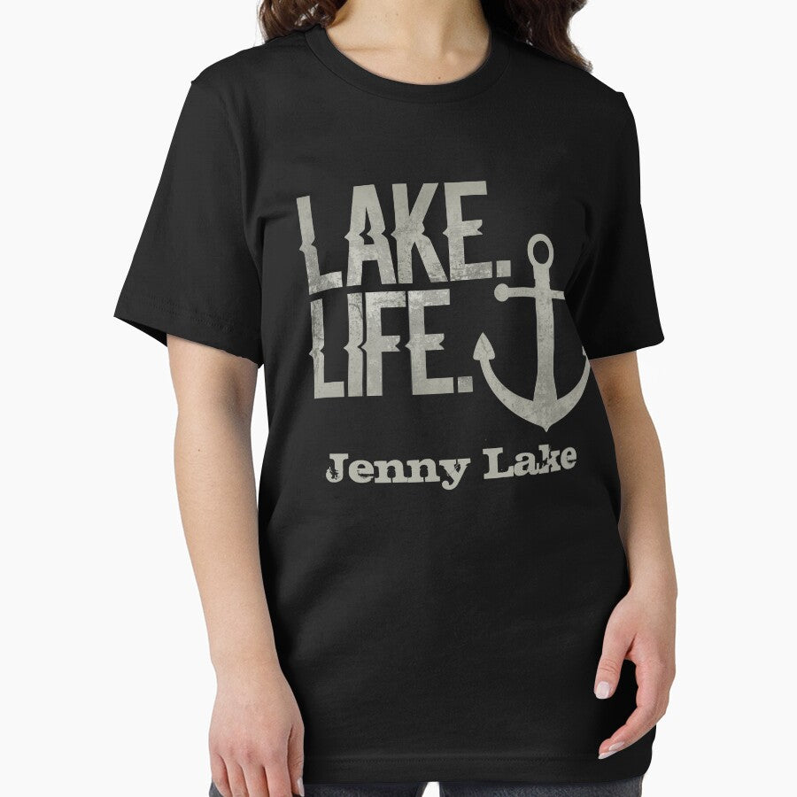 Jenny Lake Wyoming Lake Life Nautical Themed with Anchor by TeagoShirts