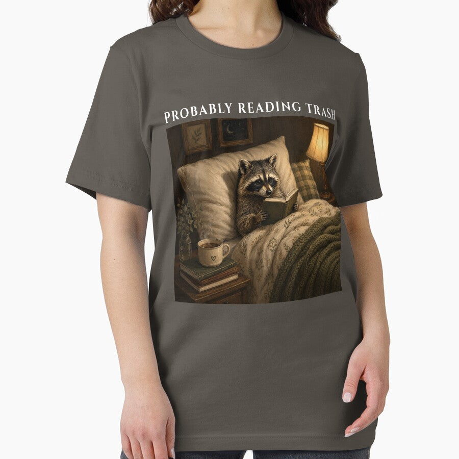 Reading Trash Raccoon Shirt Funny Smut Reader Book Lover Spicy Bookish Tee by LessIsLoud
