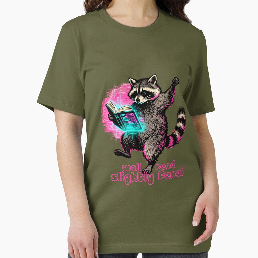 Well Read & Slightly Feral, Raccoon Book Lover by Muse Merch