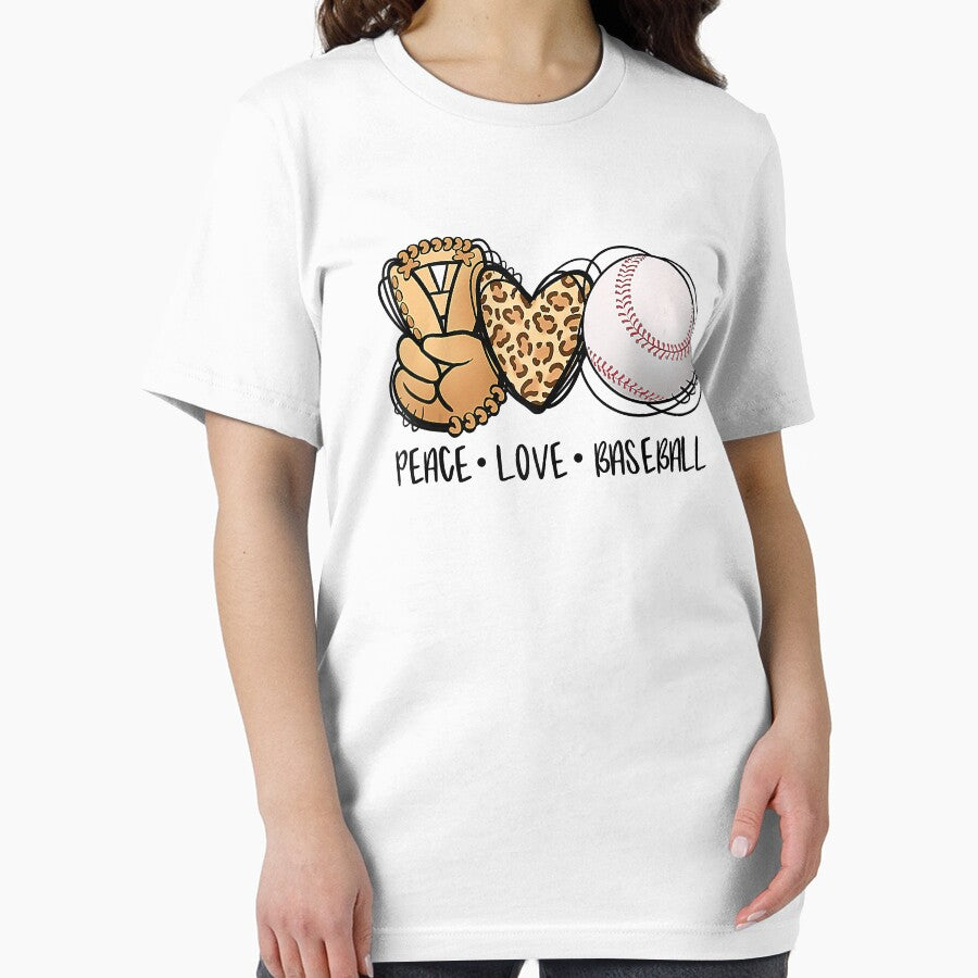 Funny Peace Love Baseball Mom Leopard Print Cheetah Pattern by MichelSorour