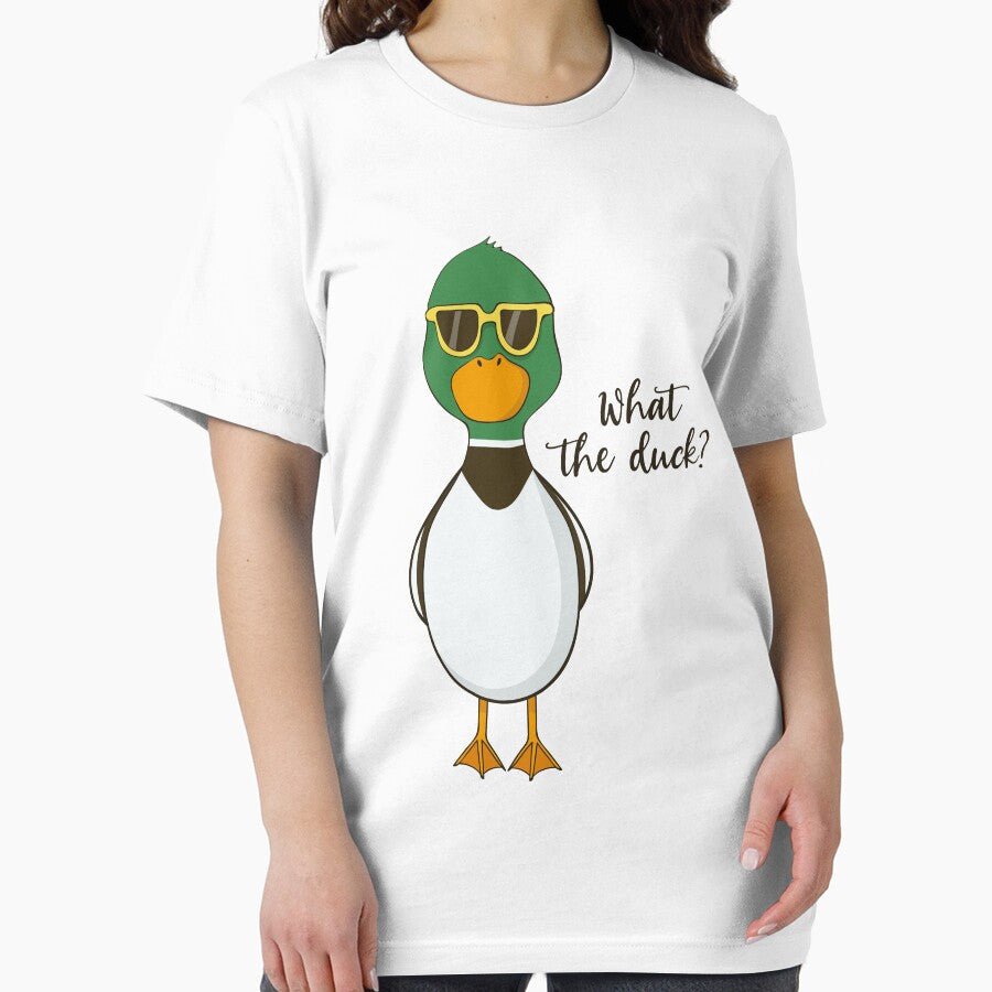 What The Duck Funny Duck Wearing Sunglasses T Shirt by DreamyPanda