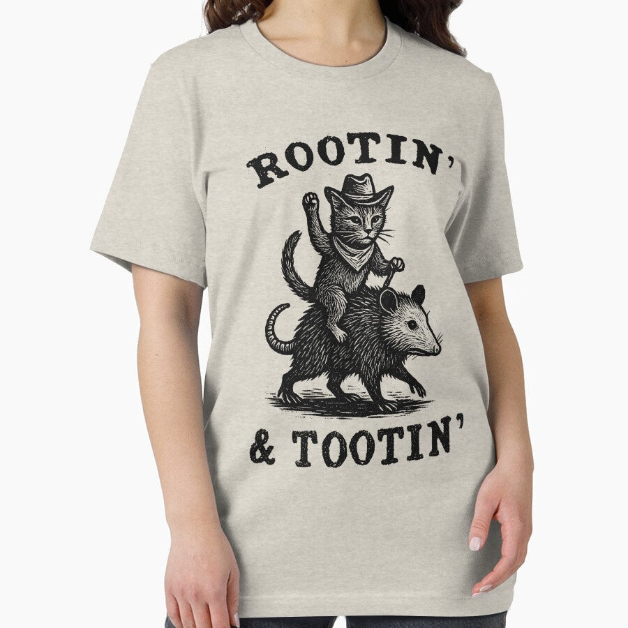 Funny Opossum Cat Shirt, Rootin Tootin, Oversize, Womens, Mens, Meme T Shirt, Unisex by CARBONARA LLC.