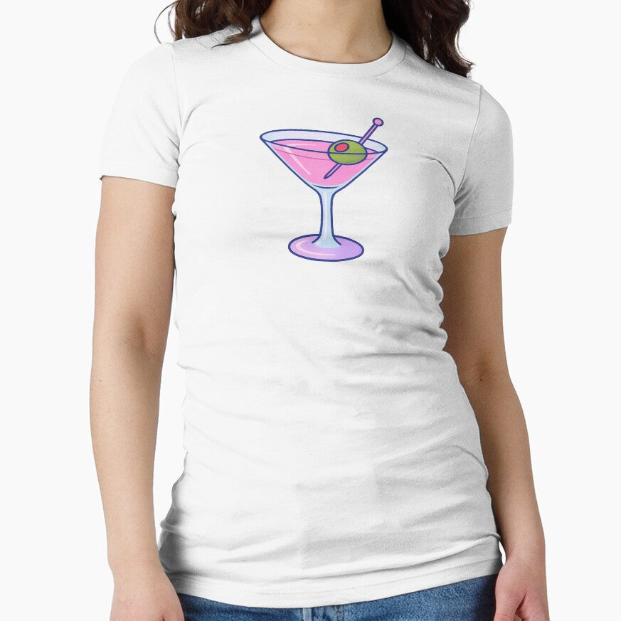 Y2K Martini Glass – Girly Aesthetic Retro Cocktail Illustration by AmeliaKrysiak