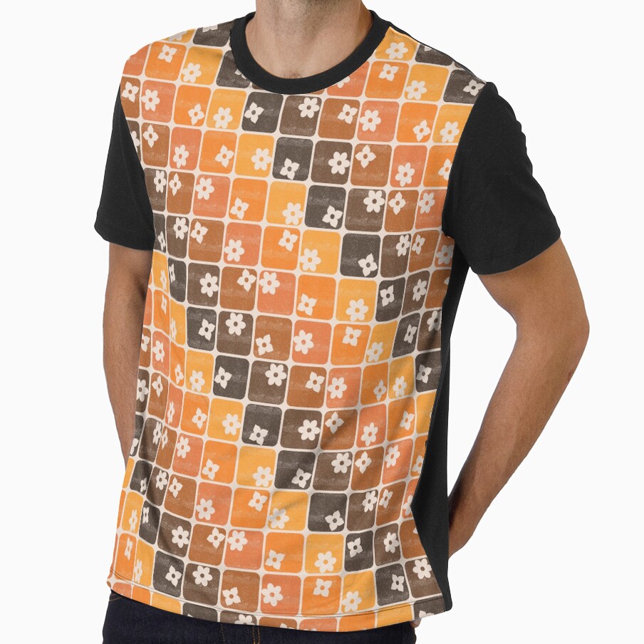 Ombre Orange Retro 70s Flowers Diagonal by WickedRefined - Nicole Demereckis