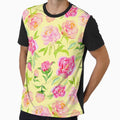 Watercolor Peonies Pattern #1 (Yellow Background) by andrebalest.art
