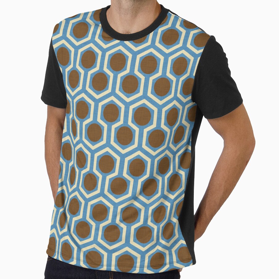 1970s Hex Dot Blue Brown by susycosta