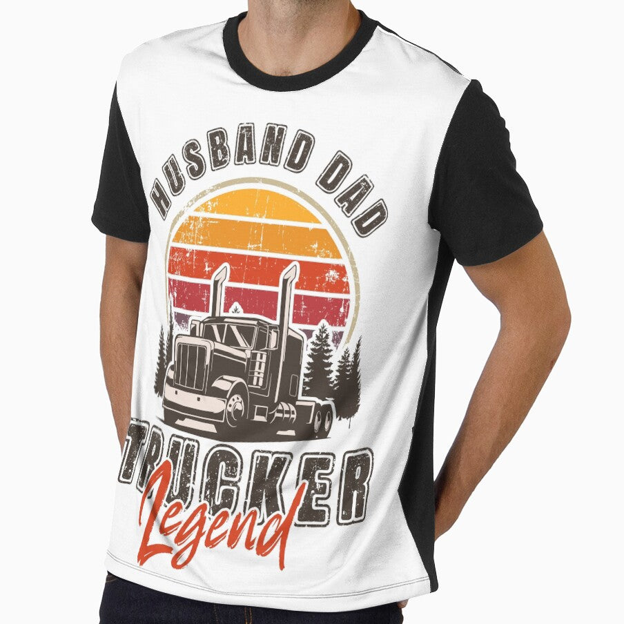 Vintage sunset long haul truck, Husband Dad Trucker Legend by HomeCoquette