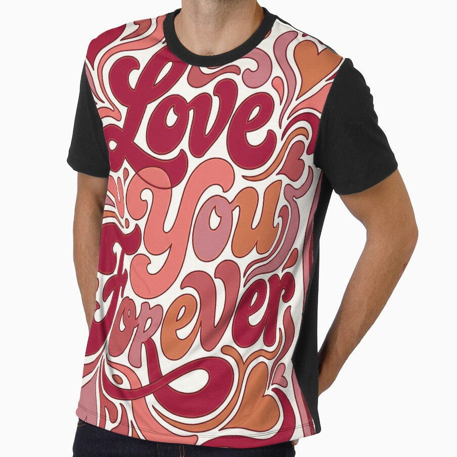Retro Groovy Valentine Love Typography - Love You Forever by Glitchart66
