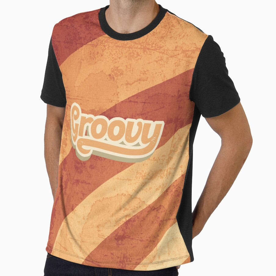 Groovy illustration Retro style orange and peach color art design by simplestic