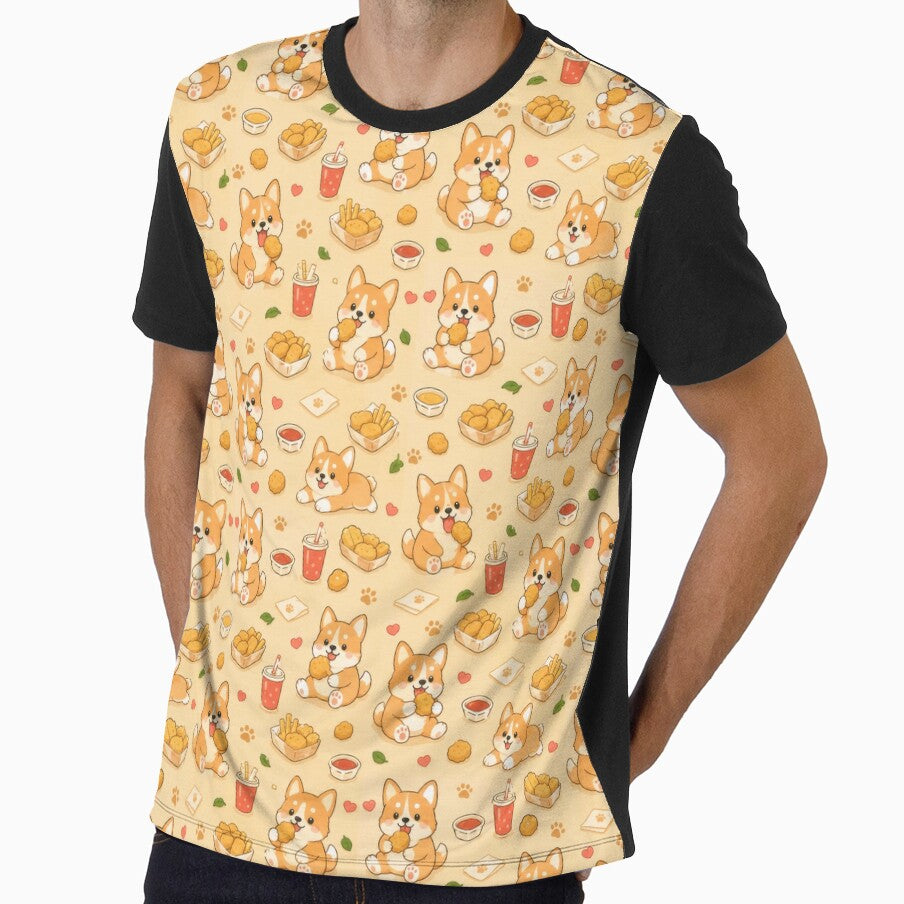 Cute Corgi Chicken Nugget Pattern | Kawaii Snack Food Design by Soft Berry Studio