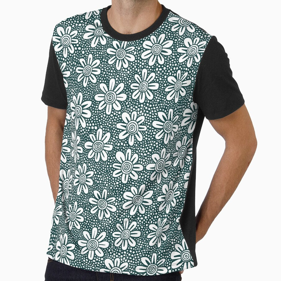 Hand Drawn Flower Pattern 140617 - Dark Green by Artberry