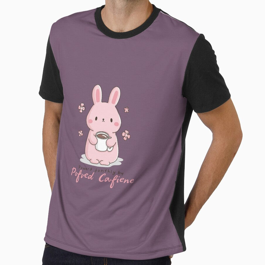 Cute Pink Bunny with Coffee | Powered by Caffeine Kawaii by Fernandink1