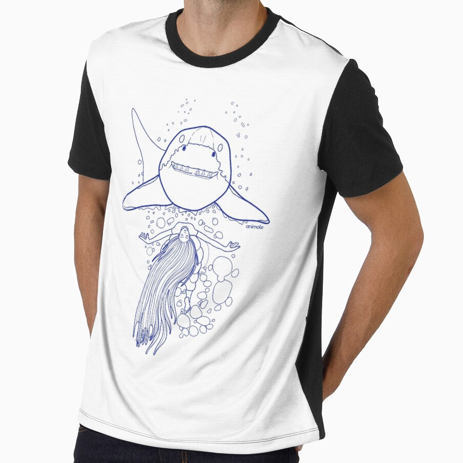 Girl and Shark Line Art by AniMoleStudio