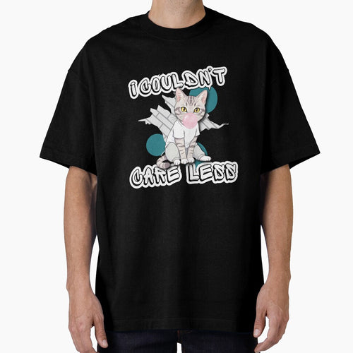 "I Couldn't Care Less" Cat Tee, Funny Sarcastic Attitude Shirt, Unbothered Bubblegum Cat by AbuCAni Studio