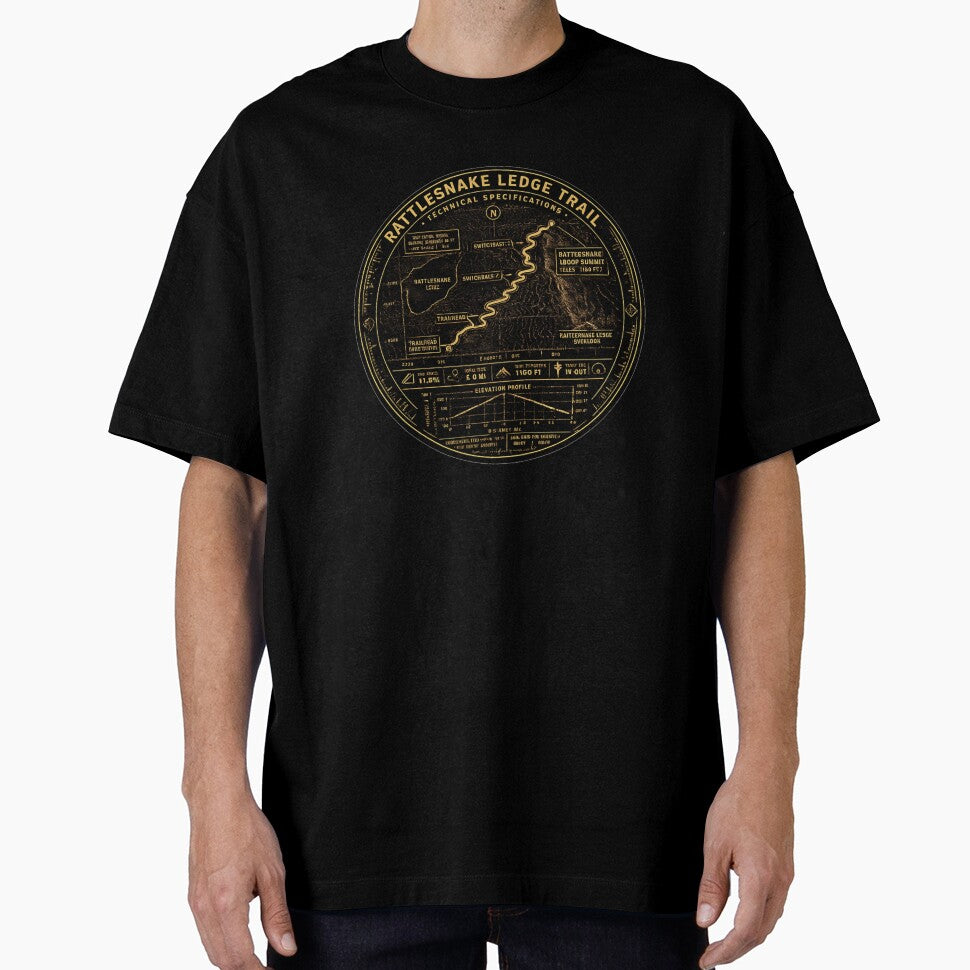 Rattlesnake Ledge Trail Technical Hiking Map Retro Badge Design by Swanny's Custom T-shirt and Gift Designs