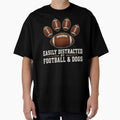 Easily Distracted By Football And Dogs - Funny Football Paw Print Dog Mom by Artbyrome