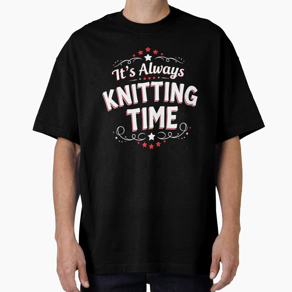 It's Always Knitting Time Text-based Yarn Fan Design by MimsTees