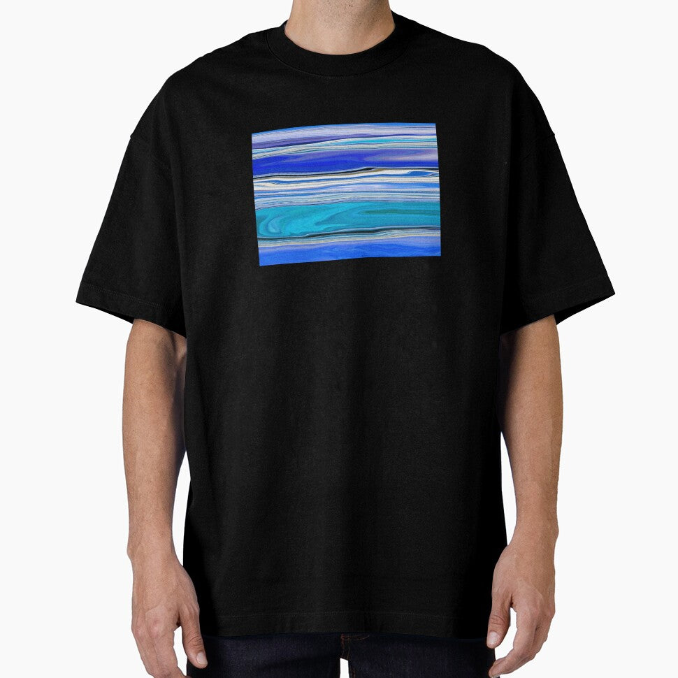 Ocean Abstract Horizontal Stripes Beachy Vibes Beach House Décor Art 2 of 20 by Beachy