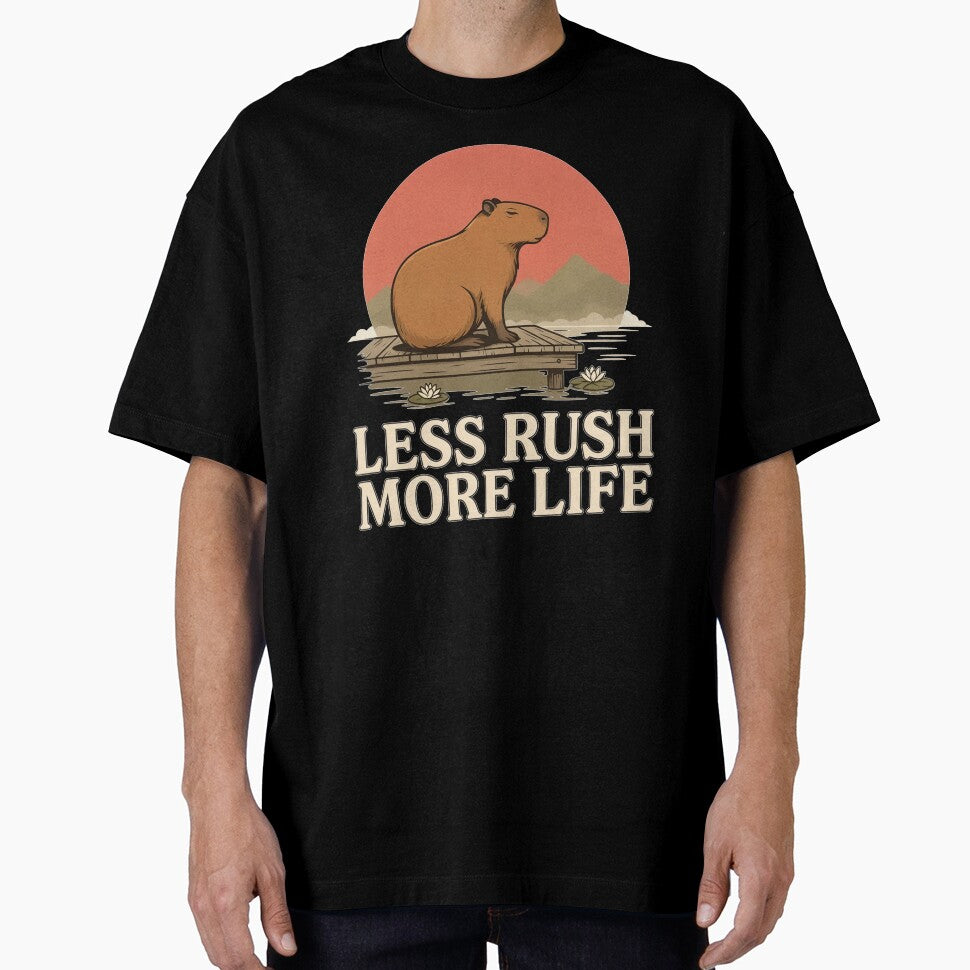 Less Rush More Life Capybara – Vintage Mindful Nature Design by No Excuses Supply