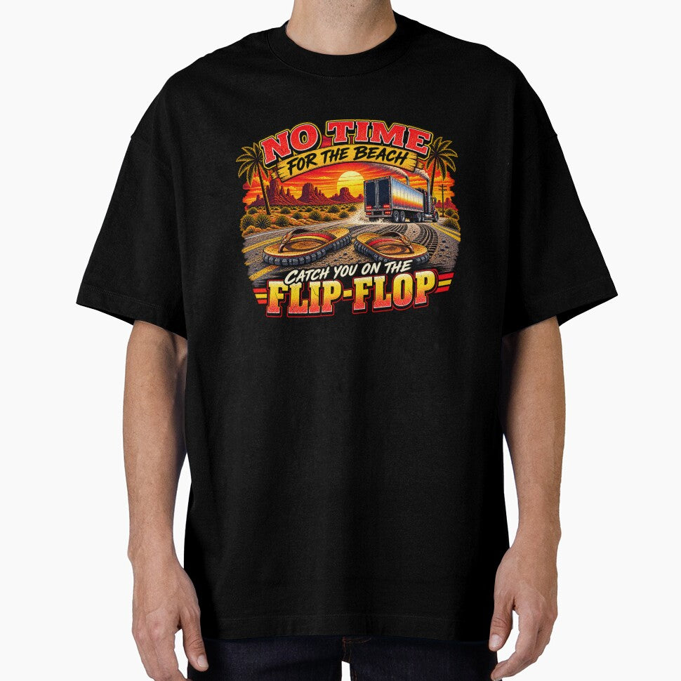 No time for the beach Catch you on the flip-flop Trucker semi truck art by NomadForge