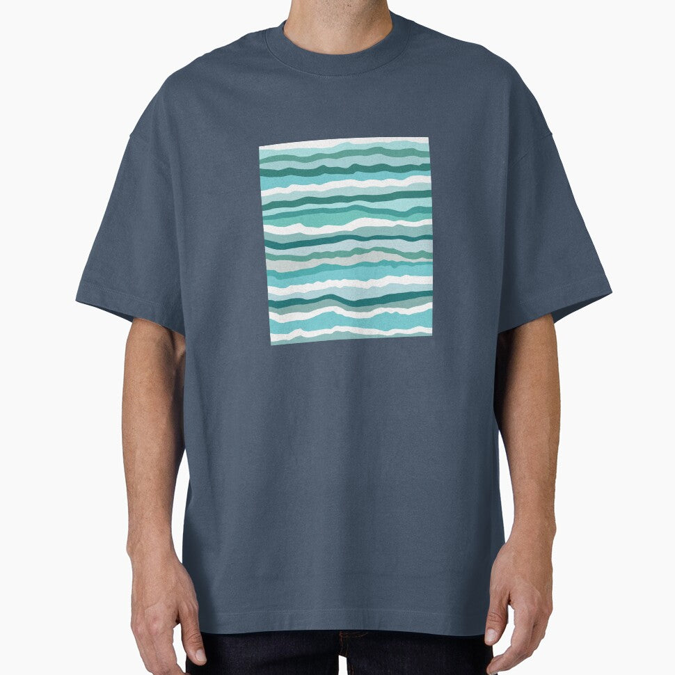Abstract Ocean Horizontal Lines Coastal Style Decor Beachy Vibes Art 3 of 4 by Beachy