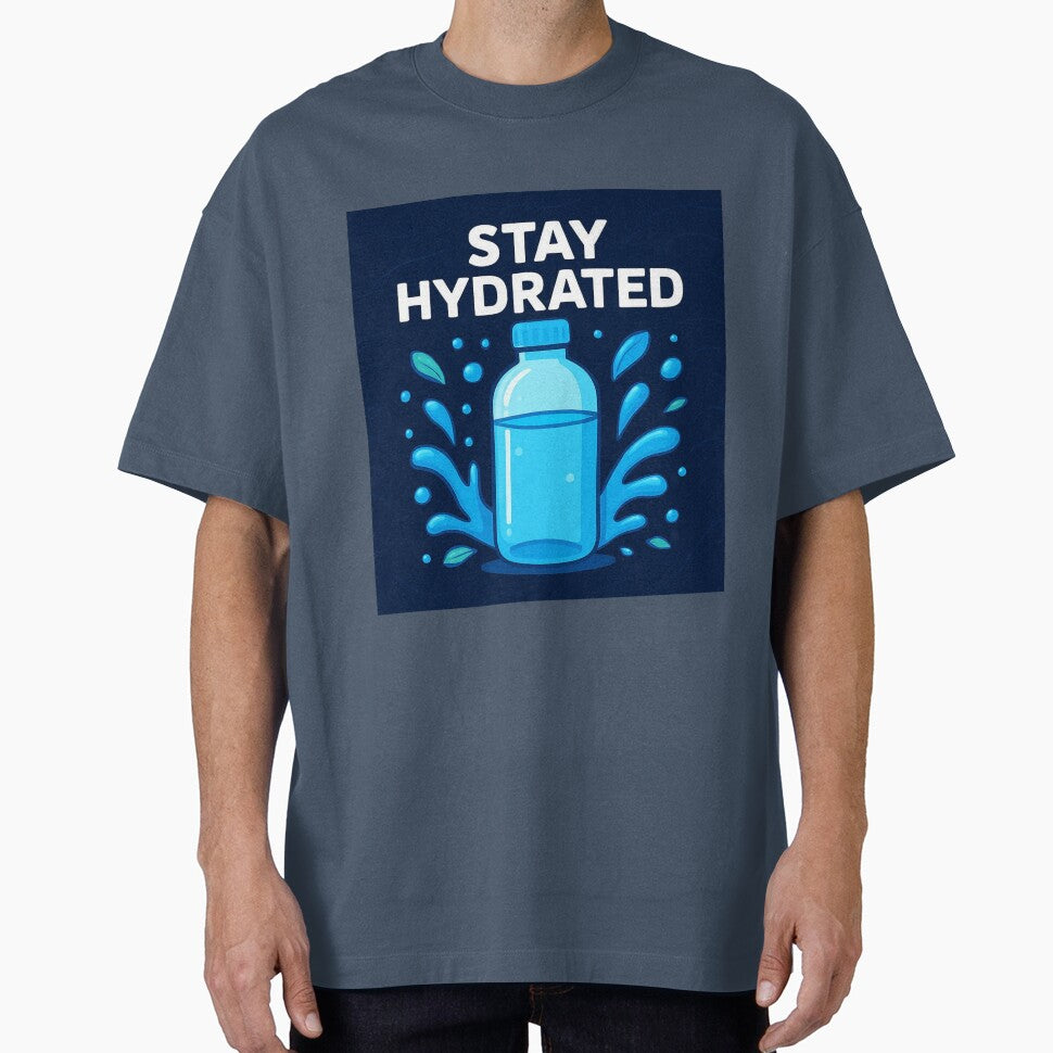 Stay Hydrated | Minimalist Water Reminder Sticker & T-Shirt by FuzzDrive