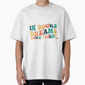 IN BOOKS DREAMS TAKE FLIGHT | literary sticker, book sticker, poet sticker, literature sticker, librarian sticker, retro aesthetic indie clothing, and bookish t-shirt. by That Dream Store