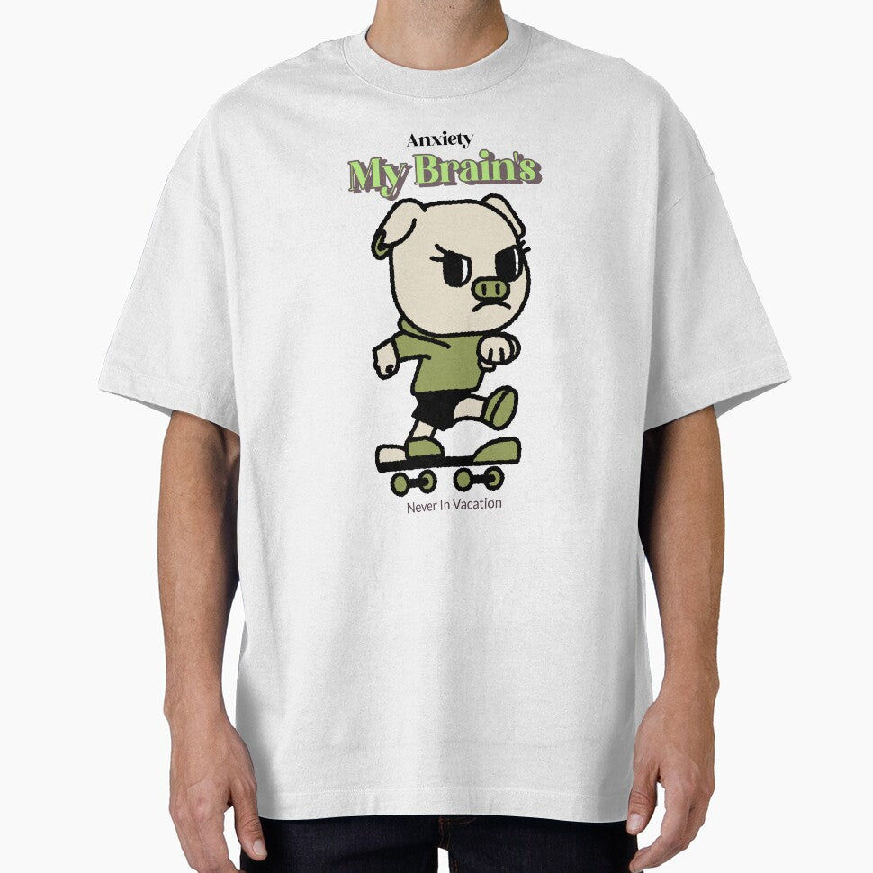 Anxiety My Brain's Never In Vacation T-Shirt by The Mood Tees