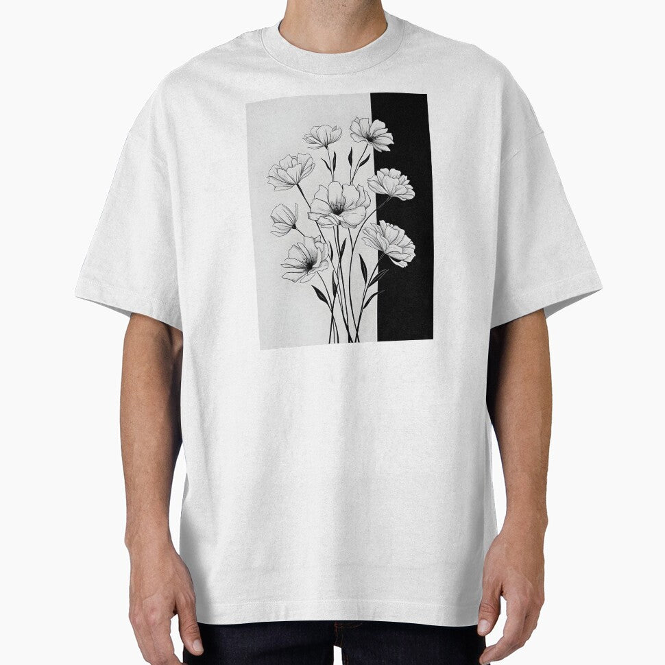 Black And White Delicate Flower Design, Botanical Illustrations, Black and White Artwork by WatermelonPink