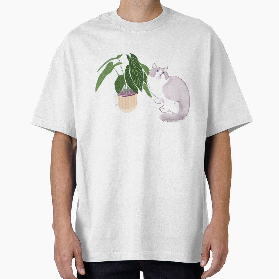 Cotton Candy Cat & Plant by felinejungle