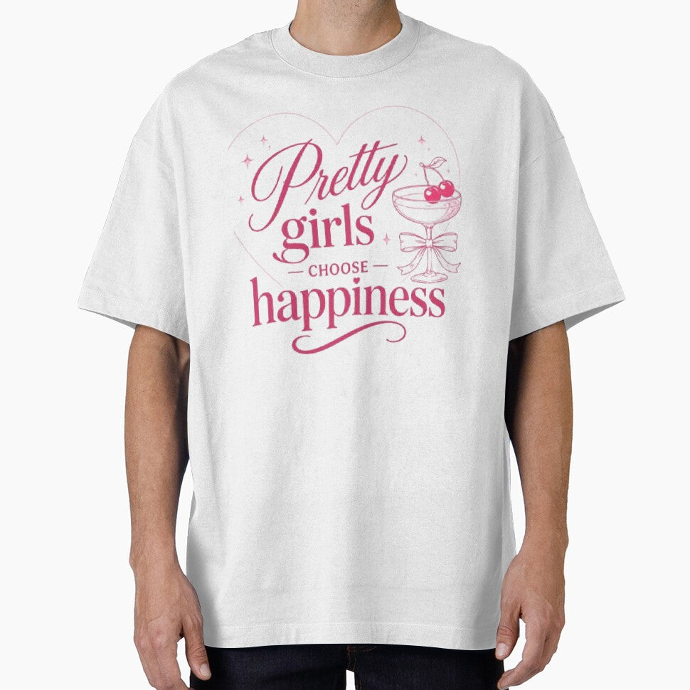 Pretty Girls Choose Happiness Coquette Cherry Cocktail Glass Pink Aesthetic Sticker by AveniaOficial