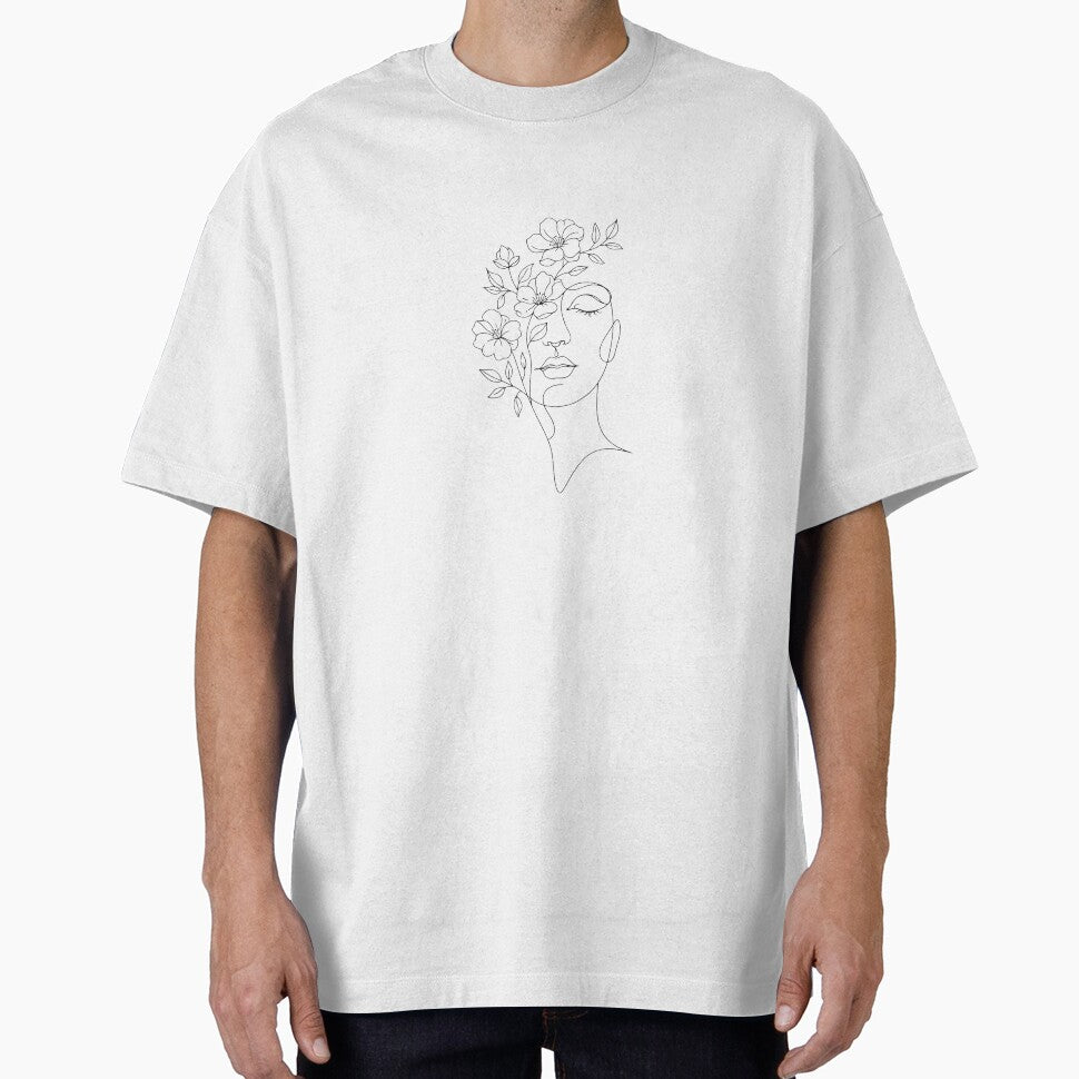 Minimalist Floral Woman Line Art – Bloom & Become Inspirational Botanical Face Illustration by RelatableMess