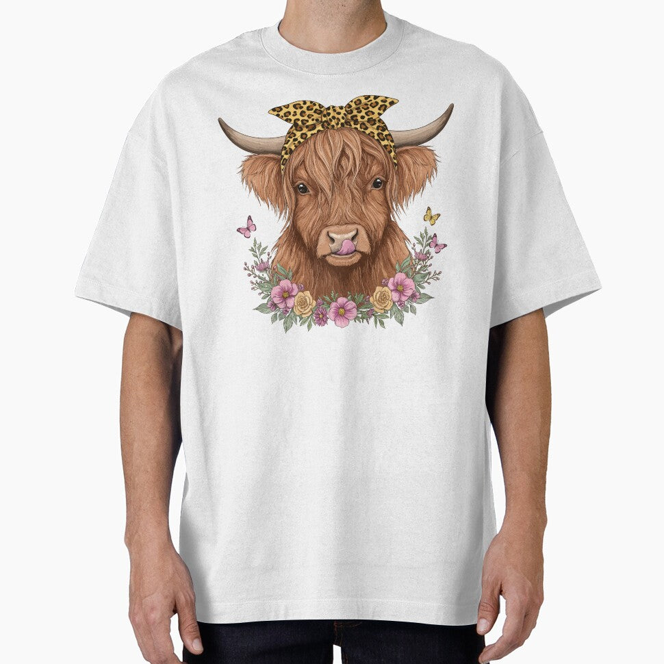 Vintage highland cow graphic t-shirt for women, Floral Highland Cow Sublimation, Western Funny Heifer, mama cow by rich4Design