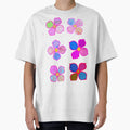 Stained Glass Colorful Pink, Blue, Yellow, and Green Flowers - Hand-drawn by Victoria Rose