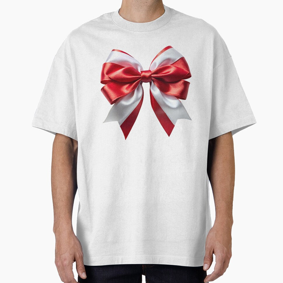 coquette aesthetic red and white satin bow by DuskTillDown