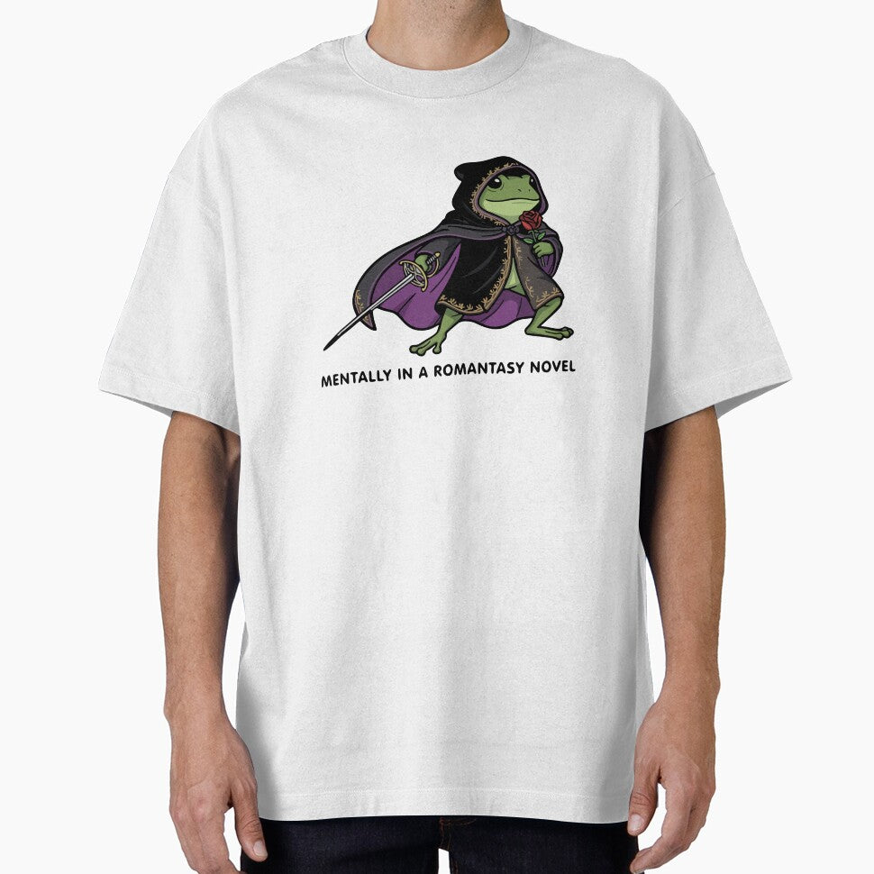 Funny Romantasy Frog With Sword and Rose Fantasy Book Lover by Floomart