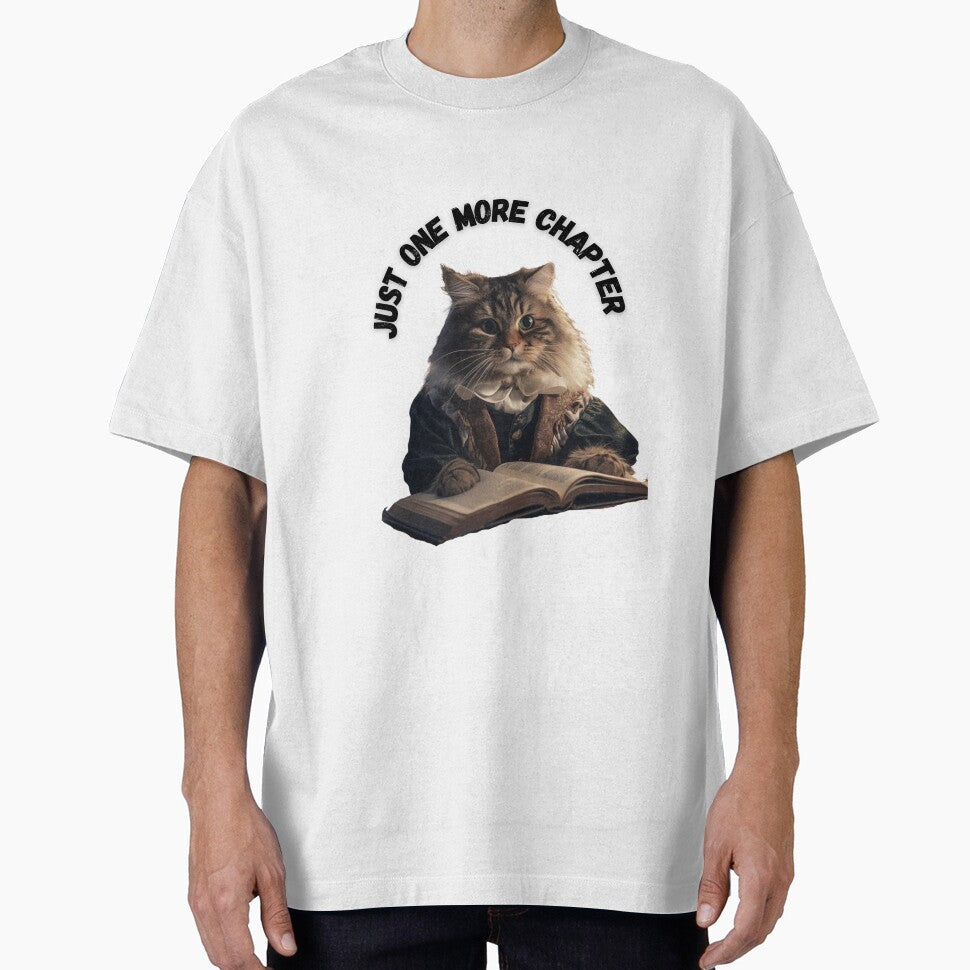 Just one more chapter cat reading book white cat by Socool101