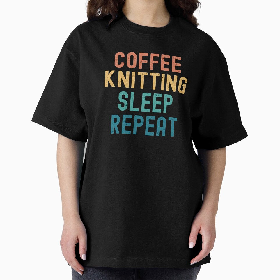 Coffee Knitting Sleep Repeat - Funny Knitting & Coffee Gift by kindxinn