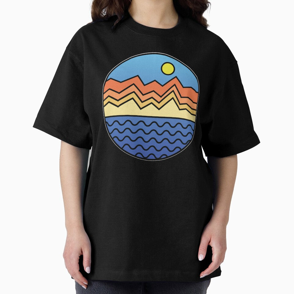 Minimalist Nature Landscape Lake Sunset Line Art by RoguePixel