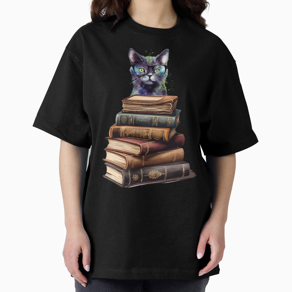 FUNNY CUTE INTELLECTUAL BOOK WORM BLACK CAT WITH GLASSES by FlutteringWings