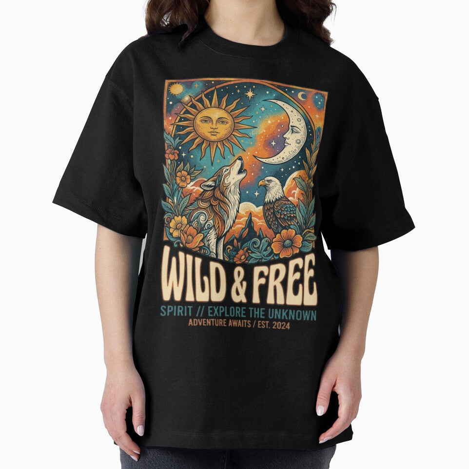 Wild and Free Vintage Wolf and Eagle Retro Nature Art by RoyalDeluxGo