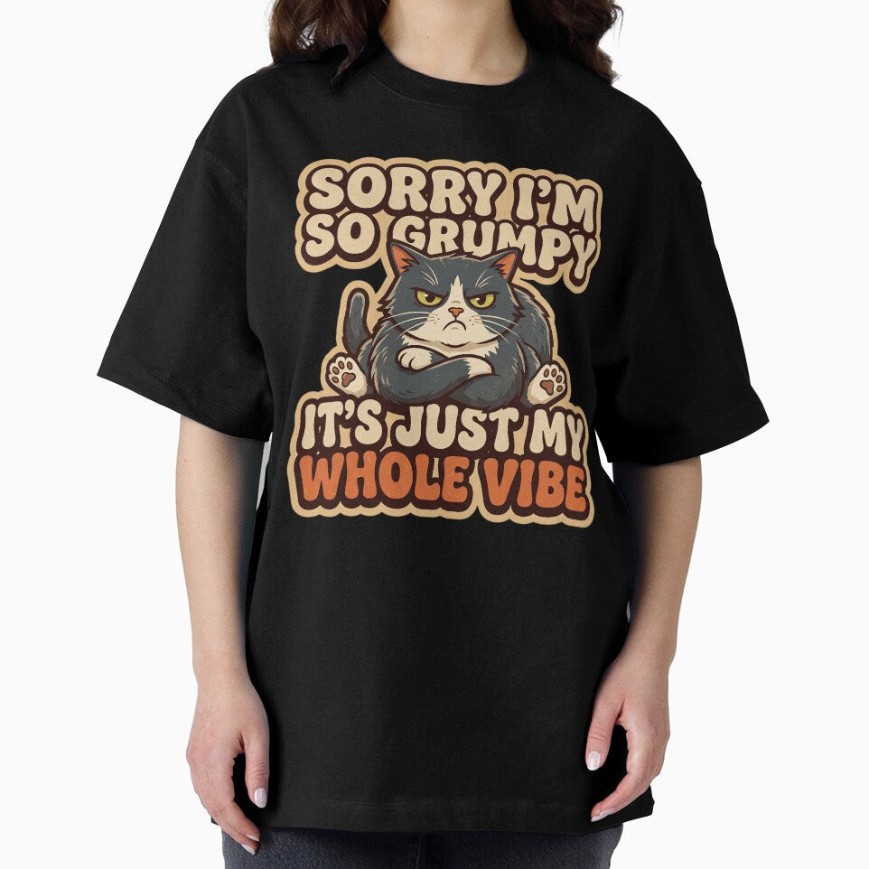 Funny Grumpy Tuxedo Cat Whole Vibe Retro by CrystalMineArts