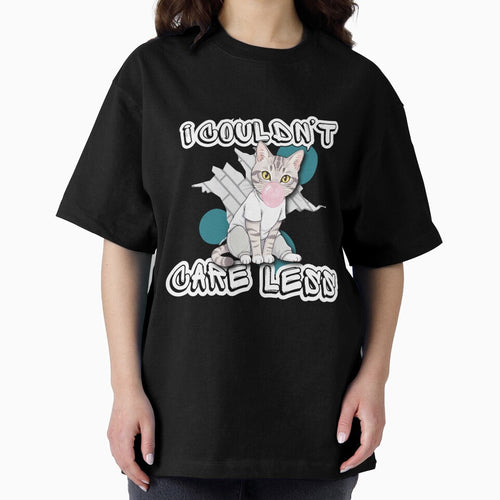 "I Couldn't Care Less" Cat Tee, Funny Sarcastic Attitude Shirt, Unbothered Bubblegum Cat by AbuCAni Studio