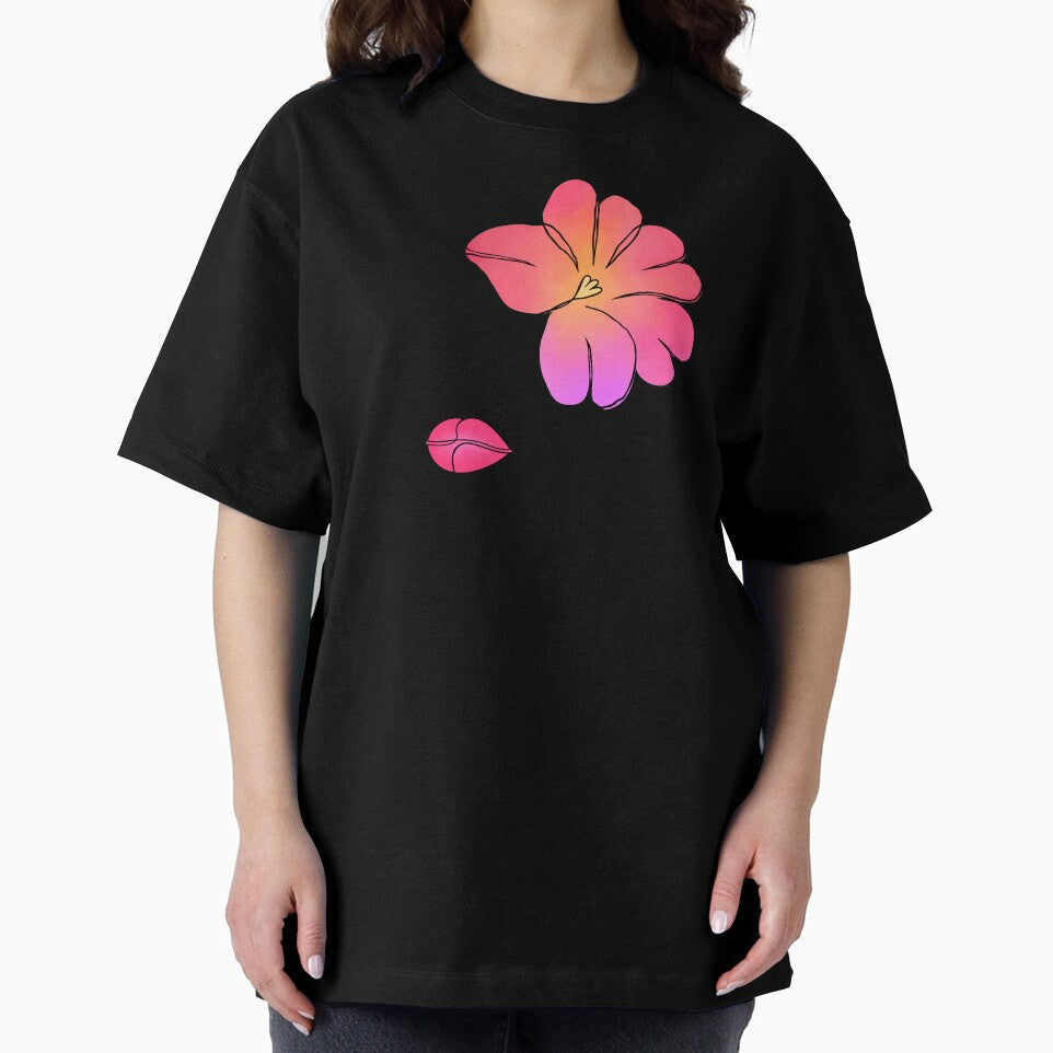 Minimalist Line Art Woman Pink Flower by Designs24U