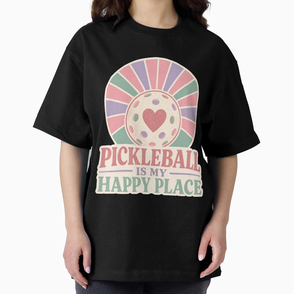 Funny pickleball quote for girls - Pickleball is my happy place - Vintage retro pickleball art by BelievingCreates